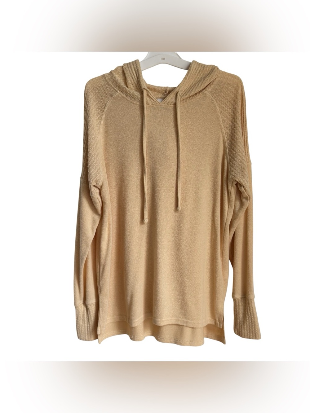 SO Sonoma Lightweight Waffle Knit Pullover Hoodie Tan Medium Women’s